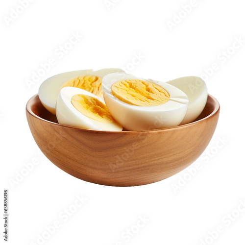 boiled egg, bowl, transparent background, isolated image, generative AI
 photo