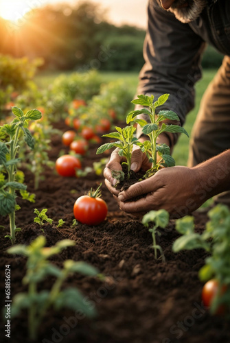 Unrecognizable hands of a person harvesting vegetables in a food garden without agrochemicals. Concept of sustainable living and circular economy