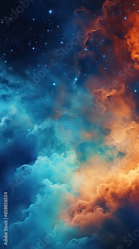 Nebula Space with Blue and Orange for Poster Background