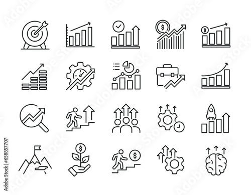 Growth line icons. Editable stroke. For website marketing design, logo, app, template, ui, etc. Vector illustration.
