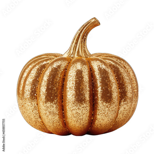 Glittery gold pumpkin, glitter and sequins, Metallic