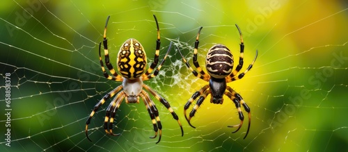 Argiope trifasciata a banded garden spider photographed with a macro lens in nature With copyspace for text photo