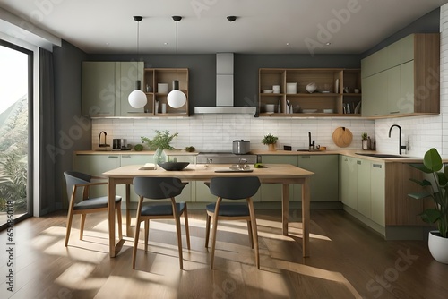 modern kitchen interior with kitchen