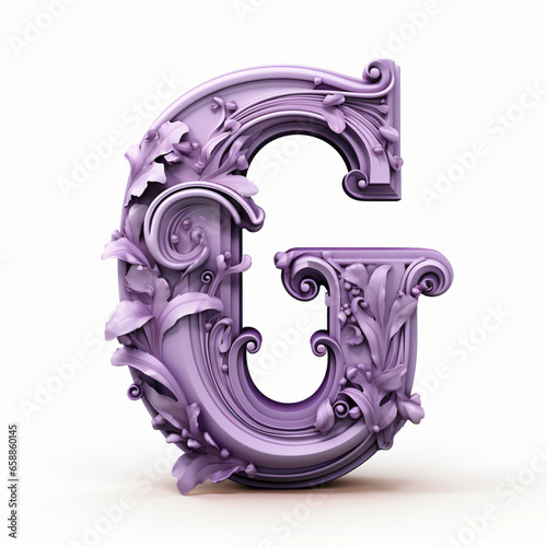 letter G logo with purple plant decoration