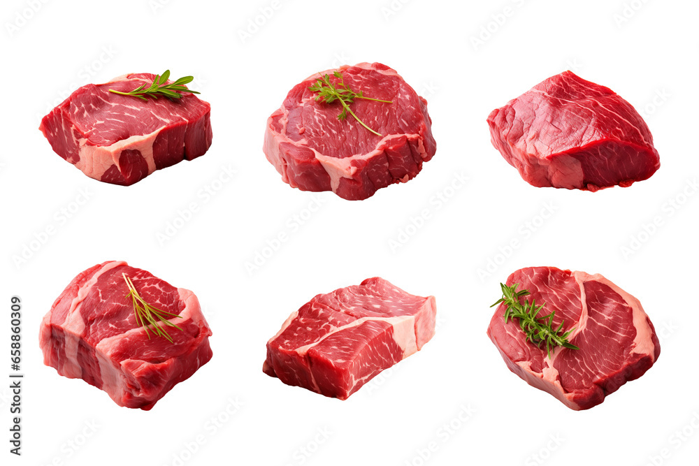 fresh raw beef steak collection isolated on a transparent background fresh raw beef steak collection isolated on a transparent background