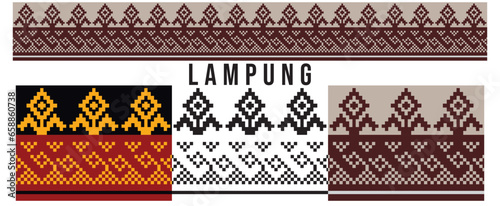 vector illustration art of Lampung's traditional tapis motif. Lampung traditional tapis motif Geometric ethnic patterns