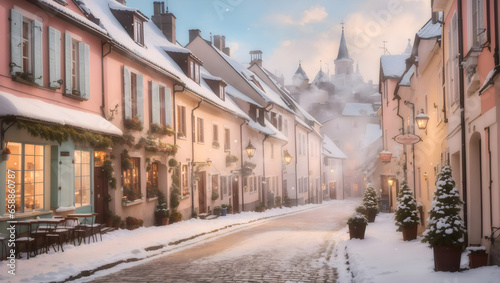 A Quaint European Village Winter Morning Charm 