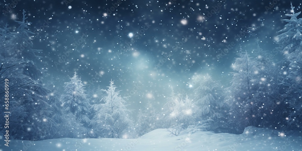 christmas snowy winter snowflakes falling background cinematic - obrazy, fototapety, plakaty 