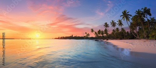 Beach sunset Maldives With copyspace for text