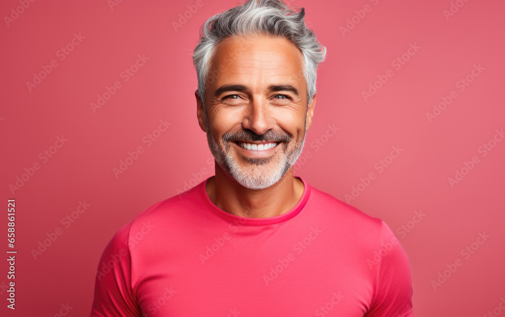 happy handsome fashion man smiling and wearing color t-shirt, solid light color background happy handsome fashion man smiling and wearing color t-shirt, solid light color background