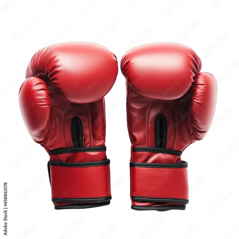 Red boxing gloves isolated on transparent background
