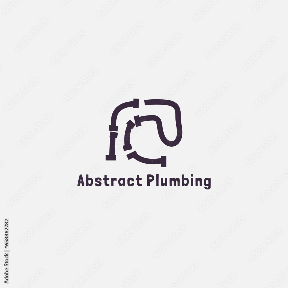 Connected pipe abstract logo. Suitable for use in clean water supply and restoration businesses.