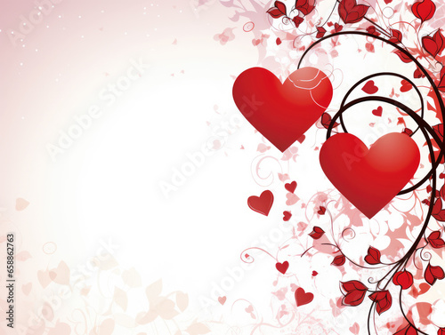 white and pink background with red hearts and flourishes