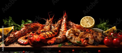 Grilled seafood With copyspace for text