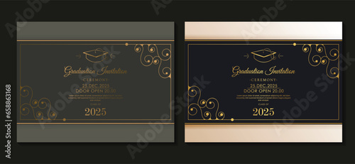 Elegant dark graduation invitation template