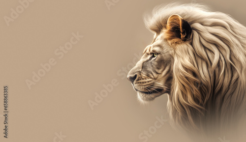 The Mighty Lion of Judah: A Powerful Presence Of A King on Beige Canvas. Religion.