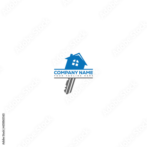 Abstract reality home logo design, key logo design, home sell, home buy, reality buy vector logo design