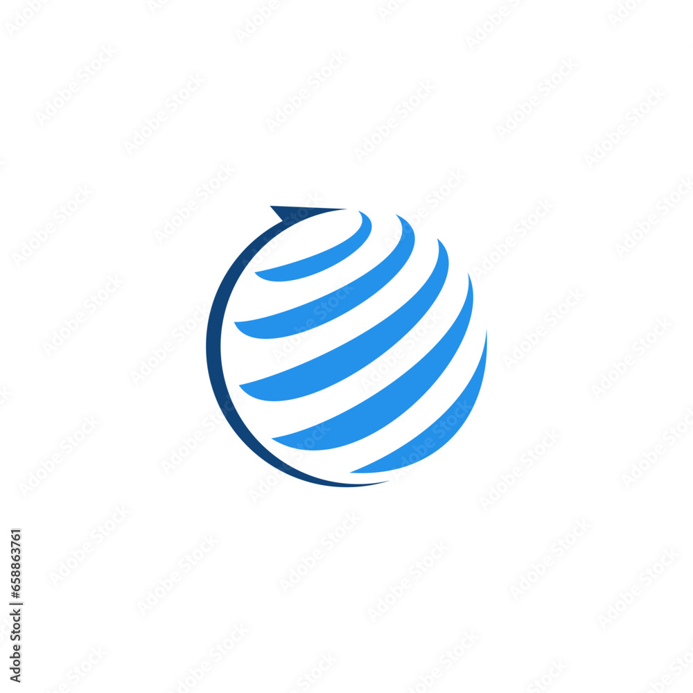 globe logistic world logo design. Vector illustration of globe and arrow. modern logo design vector icon template globe logistic world logo design. Vector illustration of globe and arrow. modern logo design vector icon template