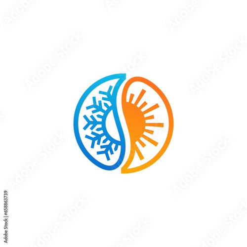 air conditioning logo design. Vector illustration abstract hot and cool shape. like yin yang logo. modern logo design vector icon template