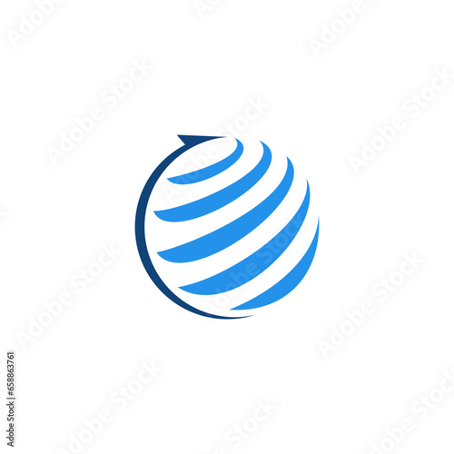 globe logistic world logo design. Vector illustration of globe and arrow. modern logo design vector icon template