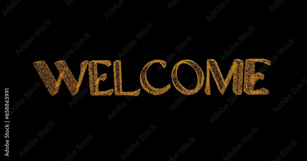 word welcome golden text on black background, 3d render