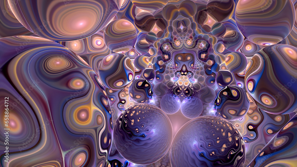 Abstract fractal art background. Bubbles with wavy effect and perhaps a small owl in the center. Abstract fractal art background. Bubbles with wavy effect and perhaps a small owl in the center.