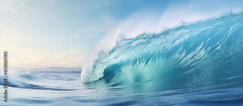 Fototapeta Naklejka Na Ścianę i Meble -  Stunning Pacific Ocean waves in La Serena Chile With copyspace for text