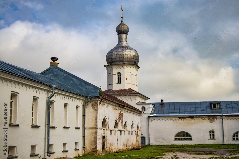 Yuriev Monastery in Veliky Novgorod, a male monastery of the Russian Orthodox Church in honor of the Great Martyr George, one of the oldest in Russia