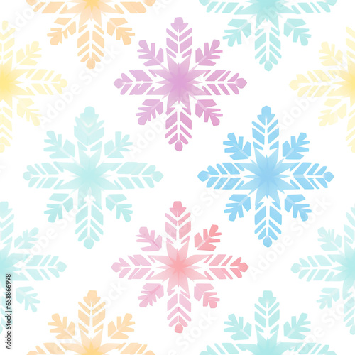 Snowflake seamless repeating background, pastel colors, flat design © MelissaMN