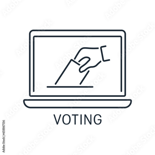 Electronic voting online. Vector linear icon isolated on white background.