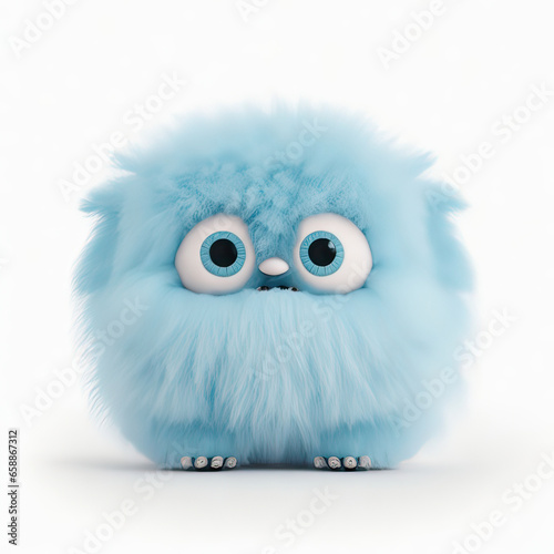 Cute fluffy monster on a white background.