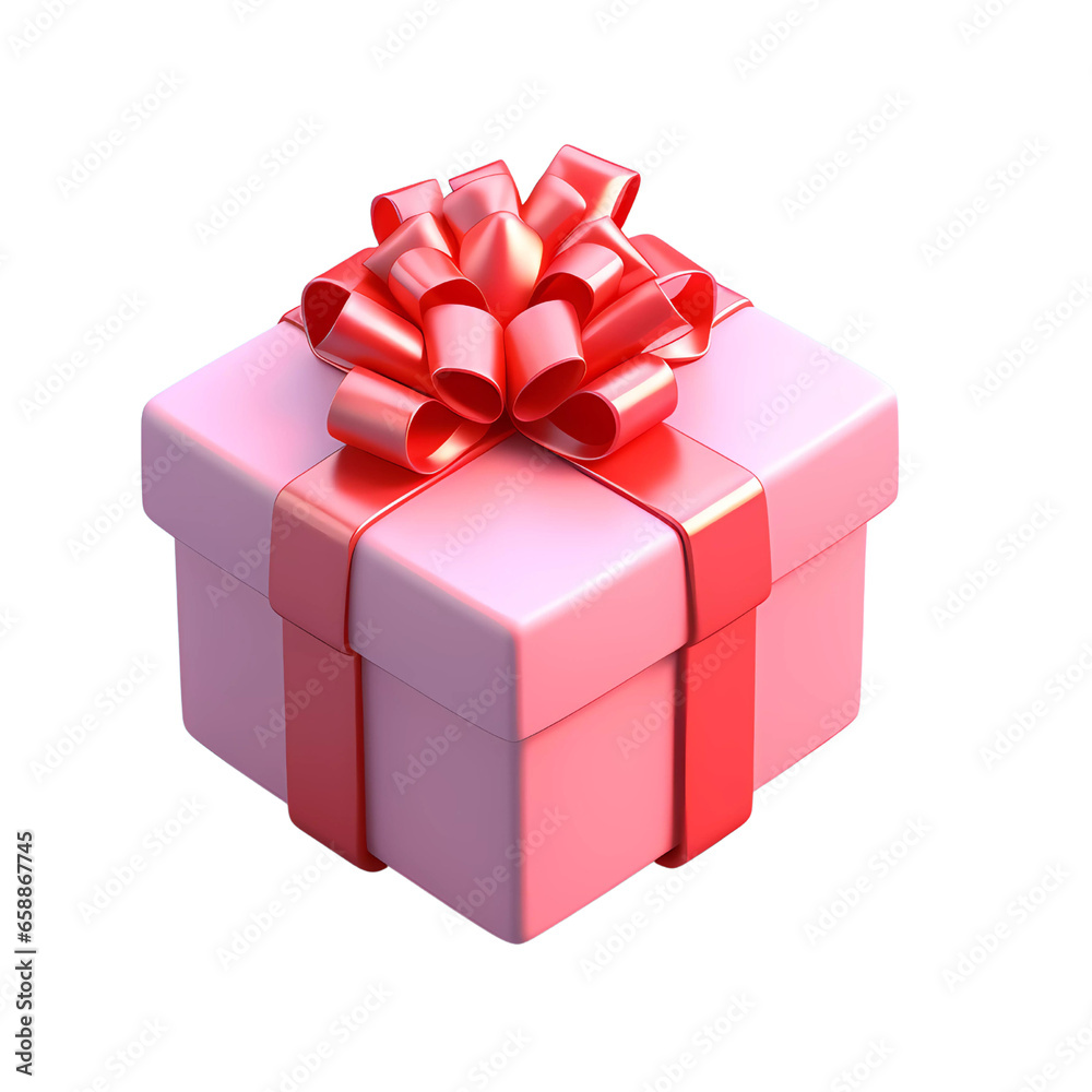 Fototapeta premium Gift box pink isolated transparent, generative ai