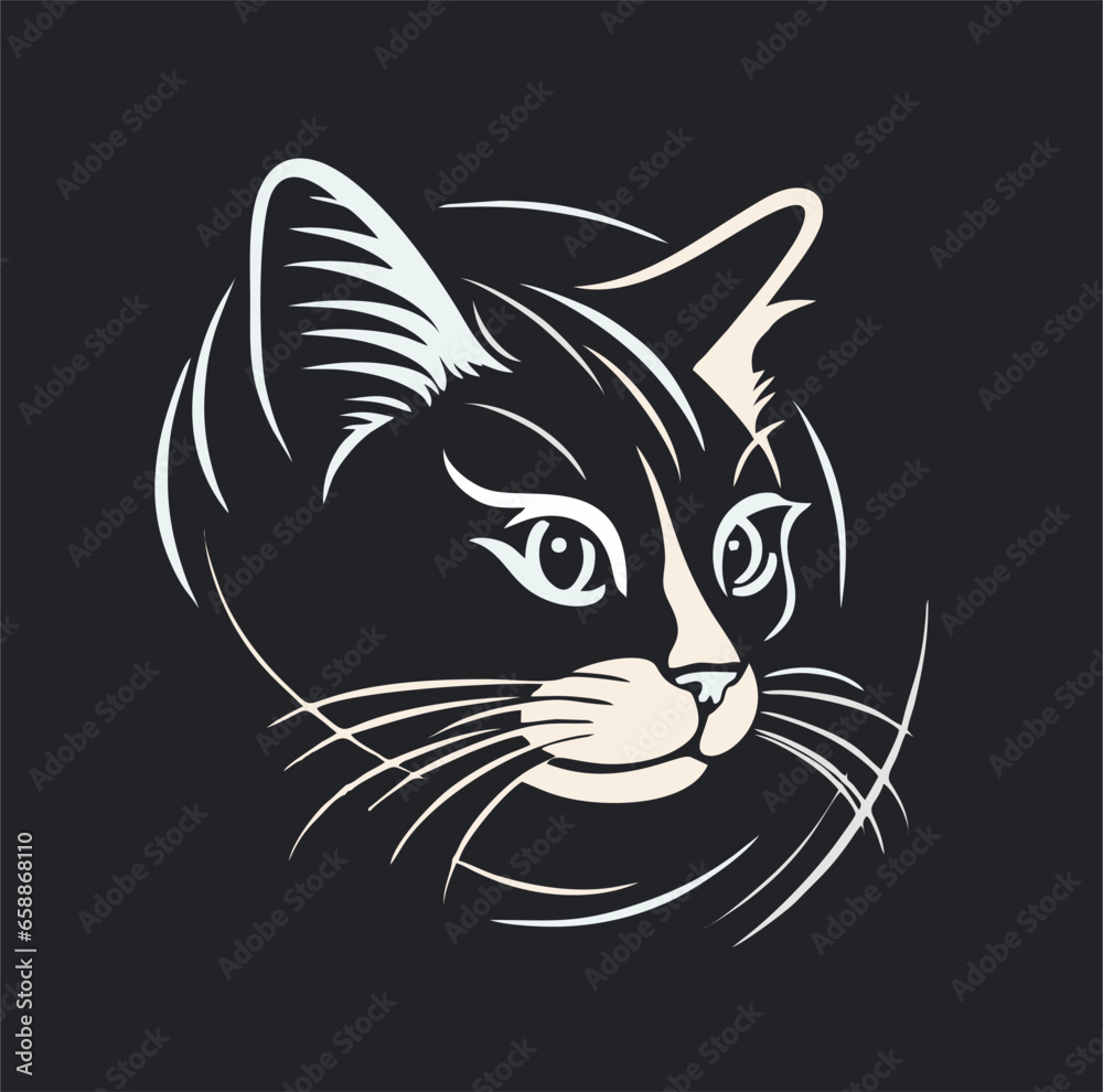Obraz premium Cat Head Logo Vector Template Illustration Design. Mascot Cat Logo design Cat sport logo