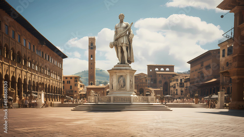 Foto Piazza della Signoria with the statue of David by Michelangelo