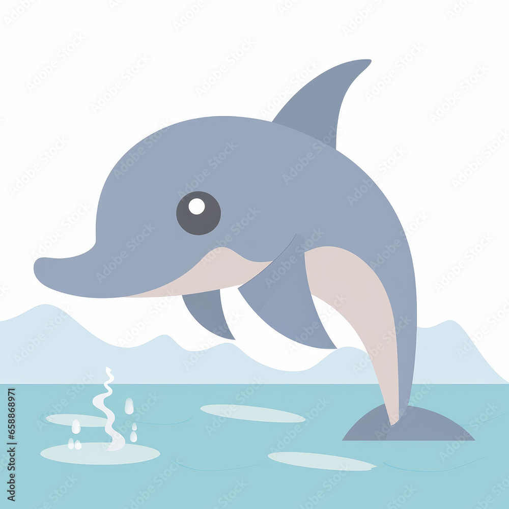 Dolphin Cartoon Illustration - Playful Marine Artistry Dolphin Cartoon Illustration - Playful Marine Artistry