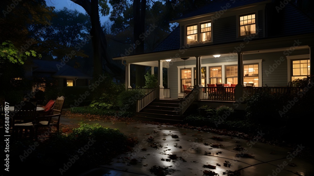  Glowing Comfort: Nighttime Glimpse of a Beautifully Illuminated Home Facade