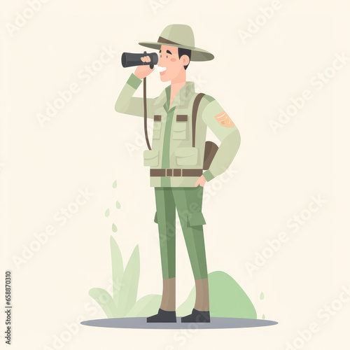 Safari Guide Cartoon Illustration - Your Expert Companion in the African Wilderness