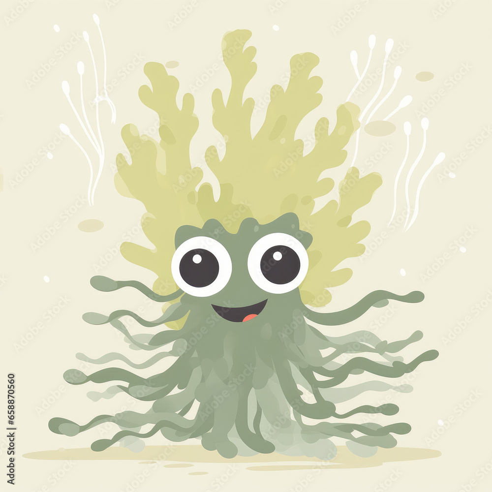 Obraz premium Seaweed Cartoon Illustration - Dive into the Underwater World of Art