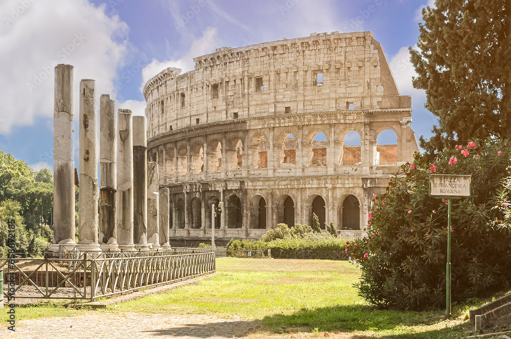 Roman Colosseum from Santa Francesca Romana square