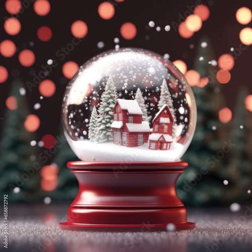  red and white Christmas with snow globes clear