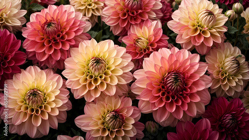 Blooming dahlia flowers background