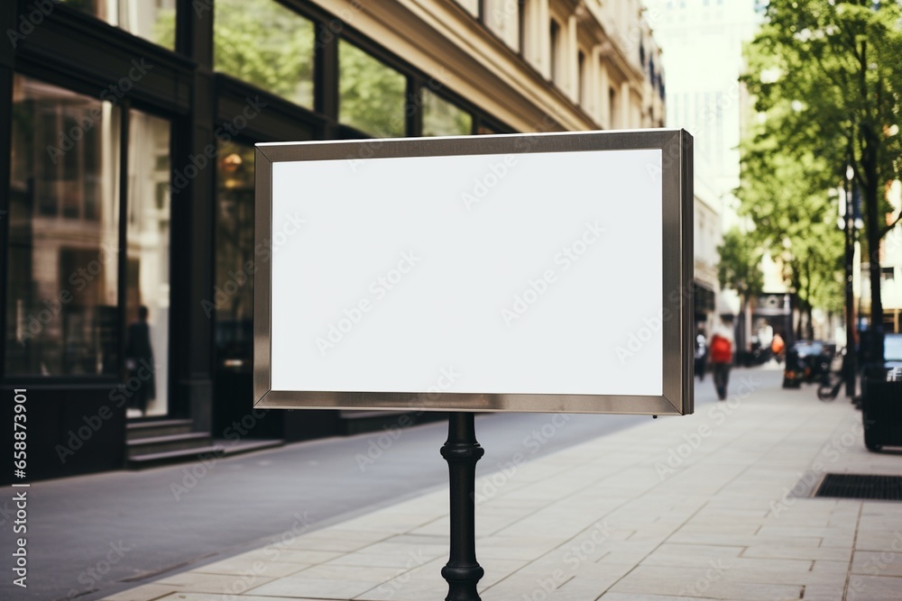 Blank Rectangular Street Sign Mockup Created with Generative AI