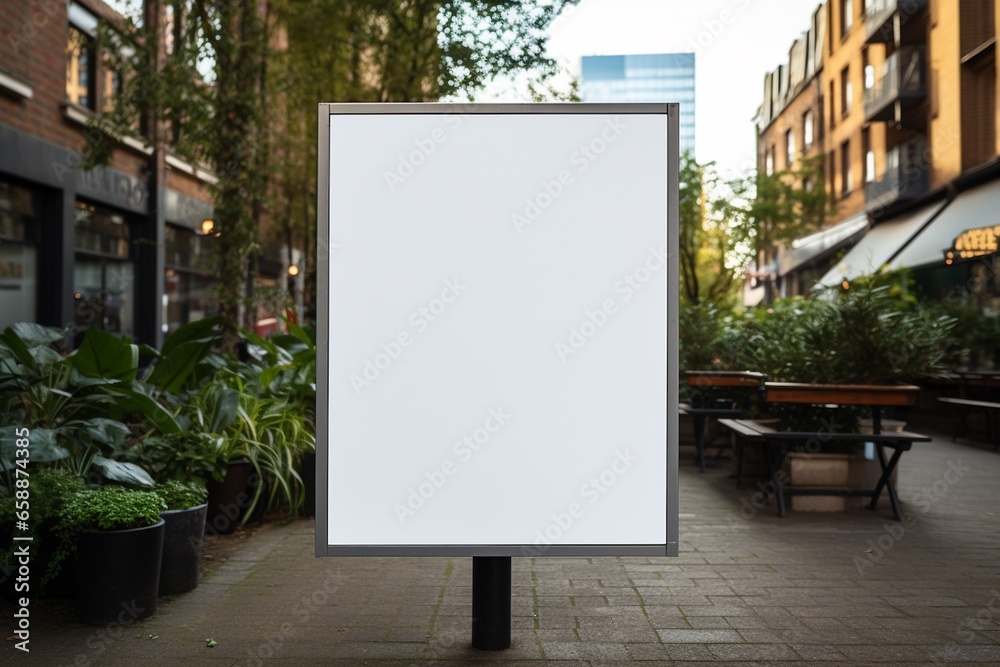 Blank Rectangular Street Sign Mockup Created with Generative AI