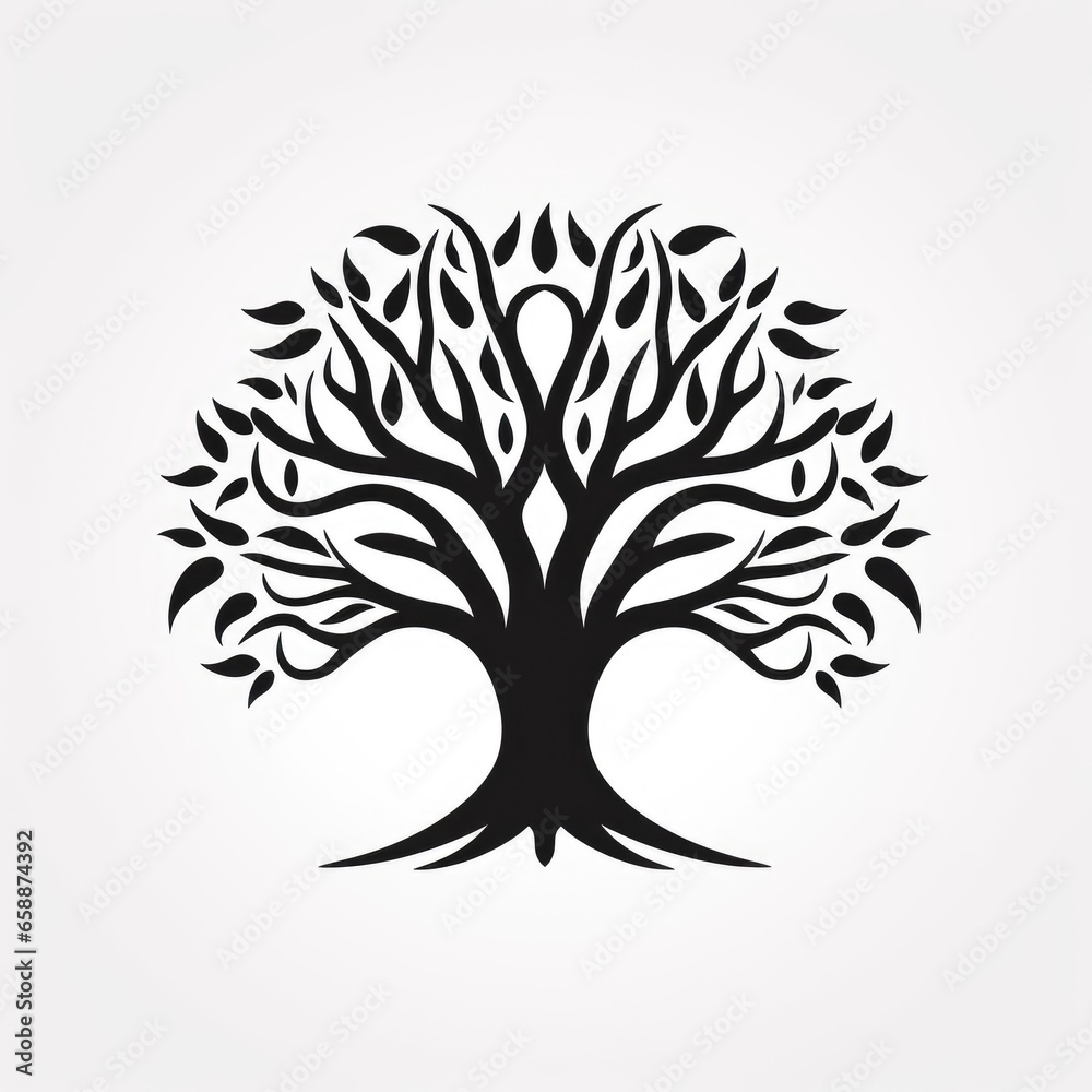 Minimalist Black Tree Logo on Clean White Background Minimalist Black Tree Logo on Clean White Background
