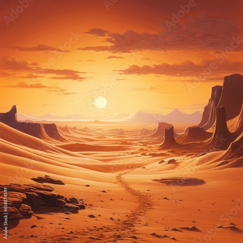 Breathtaking Desert Sand Dunes Captured Under the Setting Sun: Adobe Stock Photography