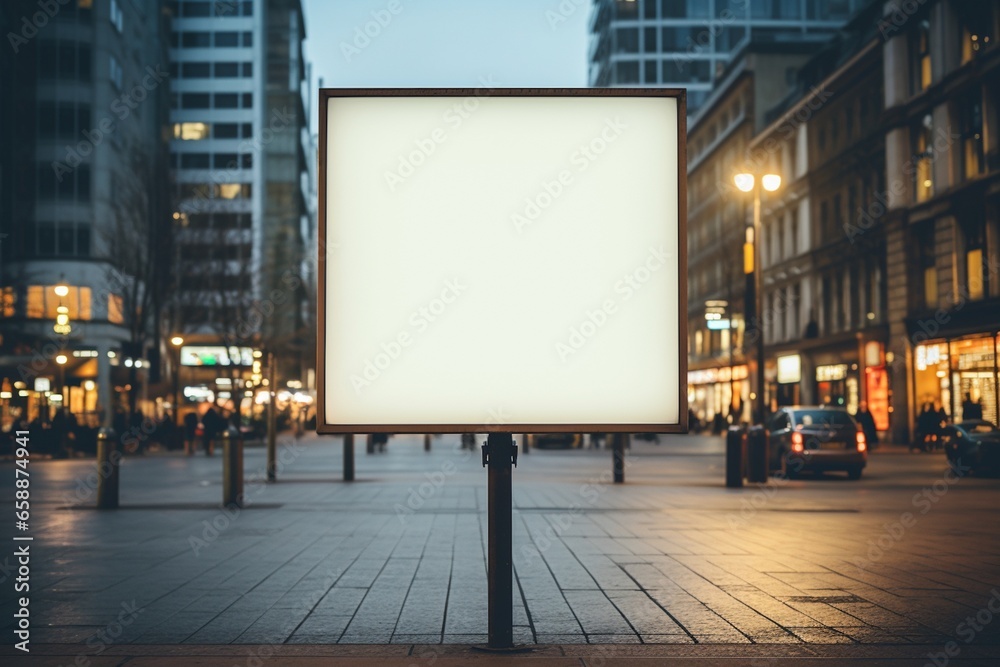 Blank Rectangular Street Sign Mockup Created with Generative AI