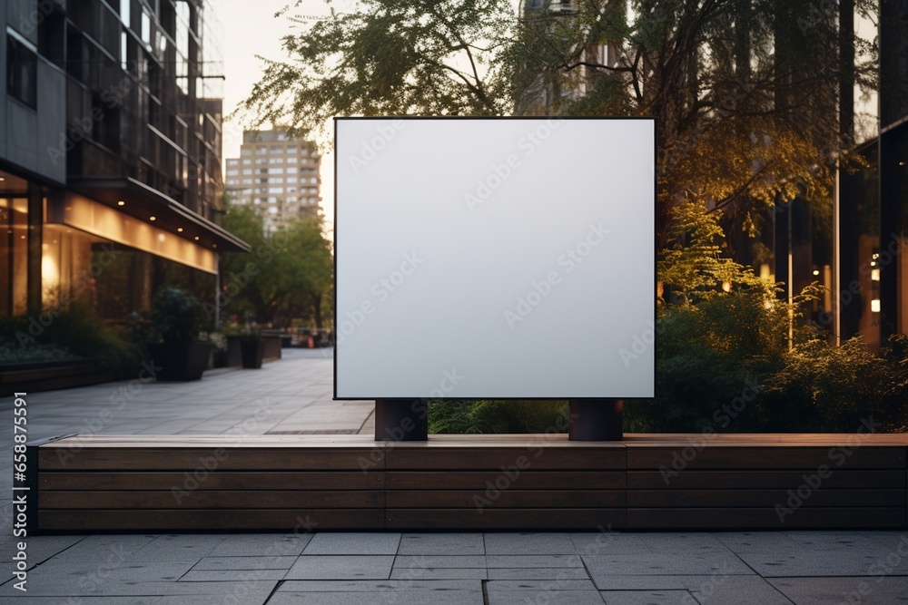 Blank Rectangular Street Sign Mockup Created with Generative AI