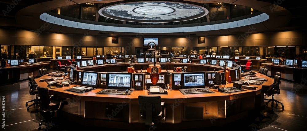Space Flight Command's mission control facility, . - obrazy, fototapety, plakaty 