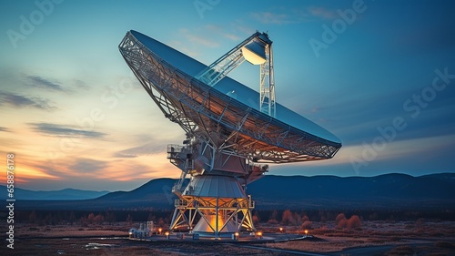 antenna for a satellite. data transmission  a radio telescope  a military radar  an observatory for cosmological research.