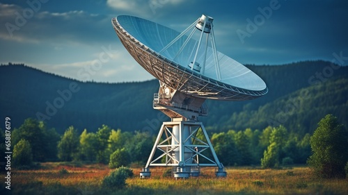 antenna for a satellite. data transmission, a radio telescope, a military radar, an observatory for cosmological research. photo